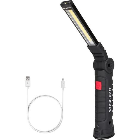 Wiederaufladbare Arbeitslampe, Cob-werkstattlampe, Taschenlampe Mit Magnetfuß, 5 Lichtmodi, Weißes/rotes Licht, Campinglampe Für Garage, Camping, Notfälle Usw. (groß, 1 Stück)