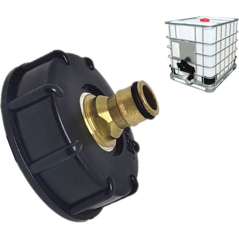 Wassertankanschluss S60x6 - Gartenschlauchadapter (mit Flachdichtungsring - 6-zackiger Messingstutzen)