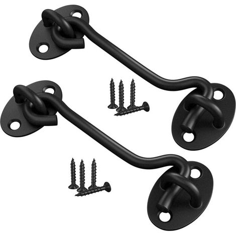 Set Aus 2 Kabinentürhaken, Robuster Edelstahltürriegel, 100 Mm, Haken- Und Ösenverschluss (4 Zoll)