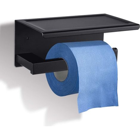 Toilettenpapierhalter, Wandmontierter Toilettenpapierrollenhalter, Sus304 Edelstahl Wc-papierabroller, Klebender Toilettenpapierhalter Ohne Bohren Für Badezimmer, Quadratisches Rohr (schwarz)