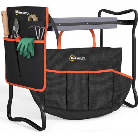 Klappbarer Gartenhocker Mit Eva-kissen, Gartensitz Mit Integrierter Werkzeugtasche, Tragfähigkeit 150 Kg