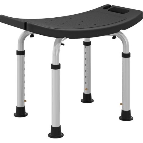 Duschhocker/duschstuhl Für Senioren, Höhenverstellbar, Rutschfestes Aluminium, Tragfähigkeit 135 Kg, Schwarz