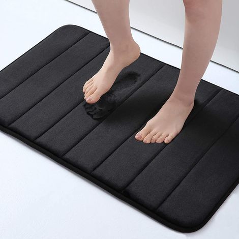 Saugsstarker, Rutschfester Badteppich Aus Schaumstoff – Waschbarer Badvorleger, 60 X 90 Cm, Schwarz