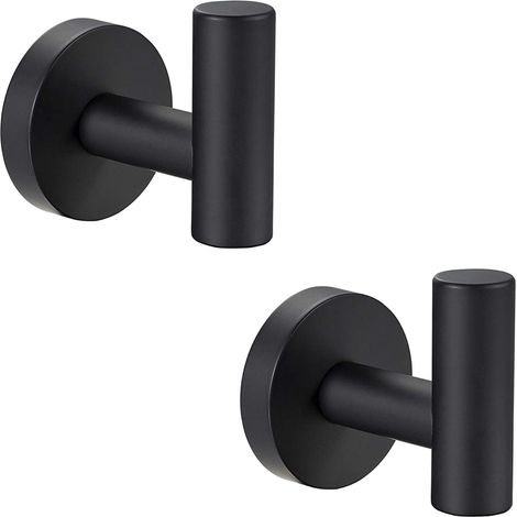2er-set Handtuchhaken Für Das Badezimmer Mit Schrauben, Mattes Schwarz Metall Haken Für Bademantel Aus Edelstahl Sus 304, Heavy Duty Türhaken Für Handtücher, Roben, Kleidung, Kleiderschrank