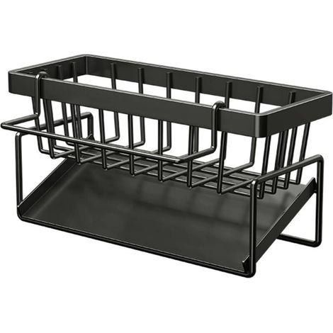 Spülenorganizer, Organizer Mit Abnehmbarem Abflussbehälter, Küchenorganisator Aus Edelstahl, Multifunktionaler 2-in-1 Schwammhalter (schwarz)