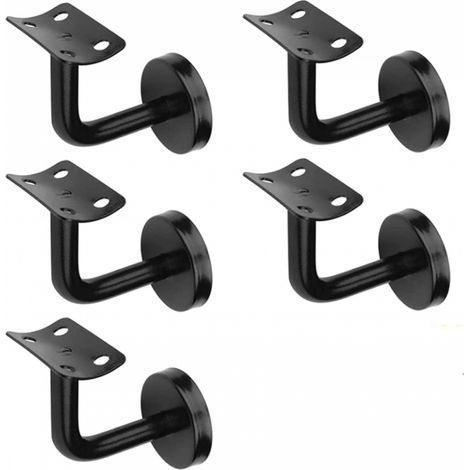 5 Stück Schwarze Handlaufhalterungen Für Treppen, Edelstahl-treppengeländerhalterungen, 60x80 Mm, Für Innen- Und Außentreppengeländer