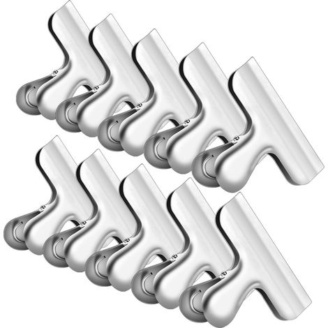 10er-set Edelstahl-klammern Zum Verschließen Von Lebensmittelverpackungen – Für Küche, Haushalt Oder Büro – 7,5 Cm