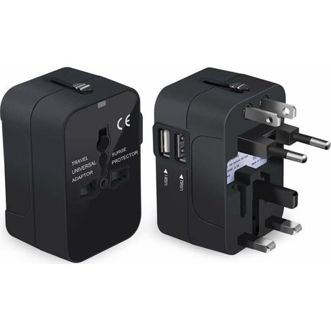 Reiseadapter Steckdosenadapter Internationaler Adapter Mit Zwei Usb-anschlüssen Für Japan, China, Usa/eu/uk/au In Ca. 150 Ländern