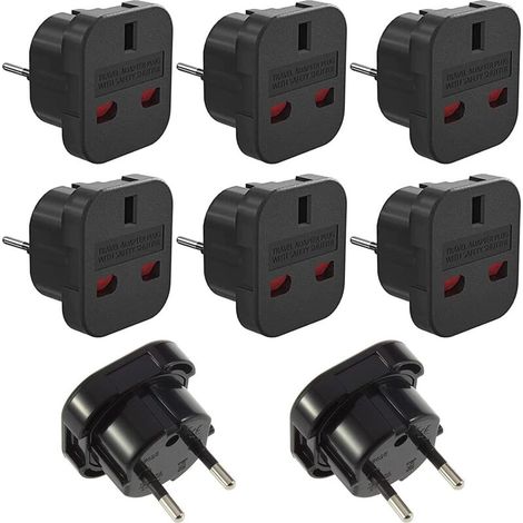 8er Set Uk-stecker Auf Eu/frankreich Adapter, Reiseadapter Von Uk Nach Eu, Uk 3-pin Stecker Auf Europa/frankreich 2-pin Adapter