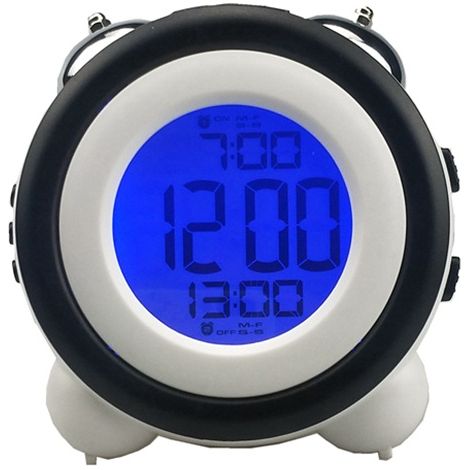 Intelligenter Metall-wecker Mit Doppelglocke, Nachttischlampe, Elektronischer Kinderwecker, Leuchtende Uhr Für Kinder, Lichtsensor