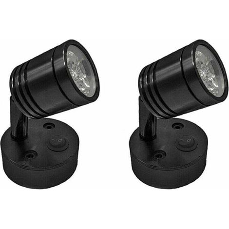 2 Stück 12v Led-leselampe, Wandmontierte Nachttischlampe Mit Einstellbarem Schalter, Zylindrische Flexible Innenbeleuchtung Für Wohnmobil, Caravan Und Boot (schwarz)