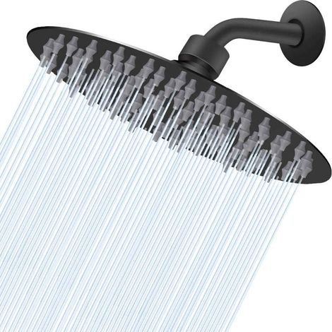 Regenduschkopf, Boost, Hochdurchfluss, Hochdruck, Edelstahl, Schwarz, 8 Zoll