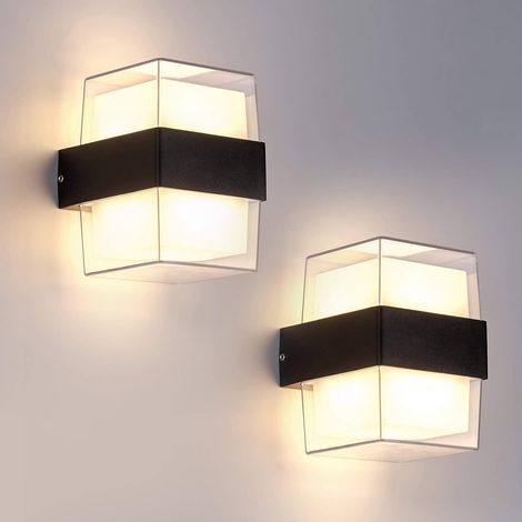 2 Stück 12w Led Außenwandleuchte 3000k Warmweiß Ip65 Acryl 960lm. Gesamtgröße: 105 X 90 X 130 Mm