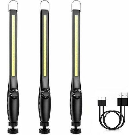 Wiederaufladbare Led-arbeitsleuchte Mit Magnet, Tragbare Starke Werkstattlampe Für Mechaniker, Baustelle Und Garage [3 Stück] [energieklasse A+++]