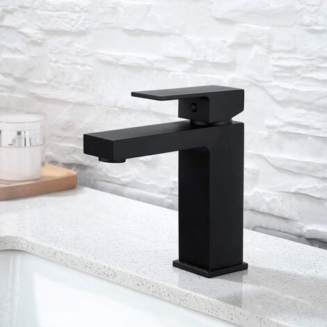 Schwarzer Waschbecken-wasserhahn, Badezimmer-wasserhahn, Warmwasser-mischbatterie Aus Langlebigem Verchromtem Messing