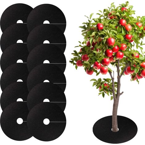 Set Aus 12 Unkrautvliesen, Biologisch Abbaubar, Gartenmulch, Winterabdeckung Für Pflanzen Im Freien, Durchmesser 52 Cm