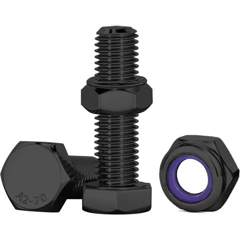 10 Stück M8 Schrauben Und Muttern Schwarz Sechskantschrauben Mit Muttern Sortiment M8 X 25mm Edelstahl A2 V2a Schrauben Für Möbel, Autos, Fahrräder, Boote, 3d-druck
