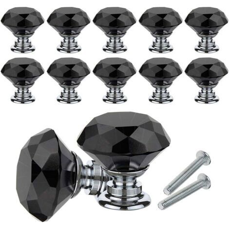 Möbelknopf Aus Kristall, 10 Stück Diamantene Kristallgriffe, 30 Mm Tür- Und Schubladenknöpfe Mit Schrauben Für Zuhause, Büro, Kommode, Küche Und Mehr (schwarz)