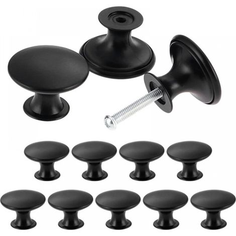 Set Aus 24 Vintage-chic Schrankknöpfen – Antike Küchenschrankgriffe – Runde Möbelknöpfe Mit 30 Mm Durchmesser – Schwarz