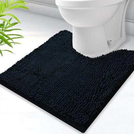 U-förmige Badematte, Super Saugfähiger Chenille-badezimmerteppich Mit Rutschfestem Pvc-rücken, Maschinenwaschbar, Badeteppich Für Das Badezimmer, 50,8 X 50,8 Cm, Schwarz