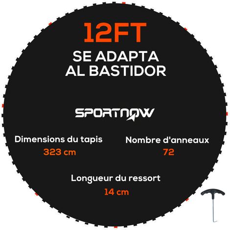 Ersatzmatte Für Trampoline, Sprungmatte Zum Austausch, Kompatibel Mit Trampolinen Ø 3,7 M Und 14 Cm Federn