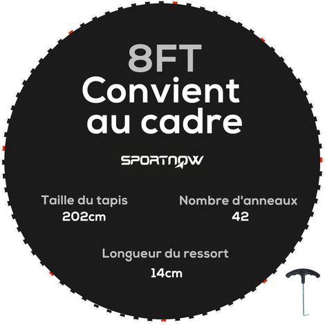 Ersatzmatte Für Trampoline, Sprungtuch Zum Austausch, Kompatibel Mit Trampolinen Ø 2,4 M Und 14 Cm Federn