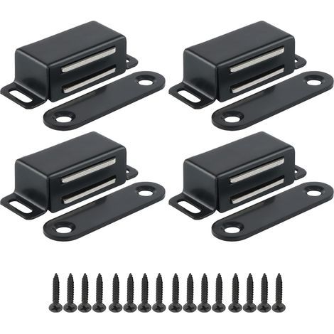 4,6 Cm Magnete Für Küchenschranktüren, Magnetischer Verschluss Für Schubladen Und Schränke, Edelstahl, Schwarz.
