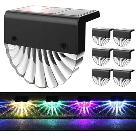 Vtizikl Solarbetriebene Brückenbeleuchtung Für Den Außenbereich, 6er-pack Rgb-treppenleuchten, Wasserdichte Led-zaunleuchten, Geeignet Für Außentreppen, Stufen, Geländerkanten Und Pfosten