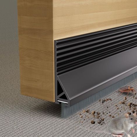 Türdichtung Mit Bürste Für Außentüren Und Innentüren, Schalldämmend, Winddicht Und Staubdicht (100 Cm, Schwarz)