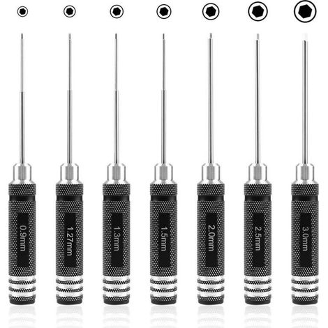 7-teiliges Sechskant-schraubendreher-set – Rc-werkzeugkit (0,9 Mm, 1,27 Mm, 1,3 Mm, 1,5 Mm, 2,0 Mm, 2,5 Mm, 3,0 Mm) Für Modellhubschrauber