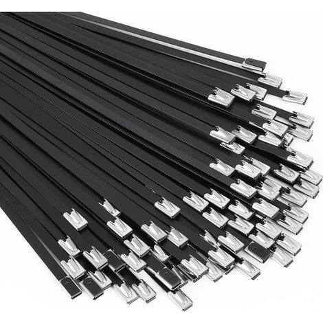 100 Schwarze Edelstahl-kabelbinder, Mehrzweck, 4,6 × 300 Mm, Geeignet Für Maschinen, Fahrzeuge, Landwirtschaft Usw.