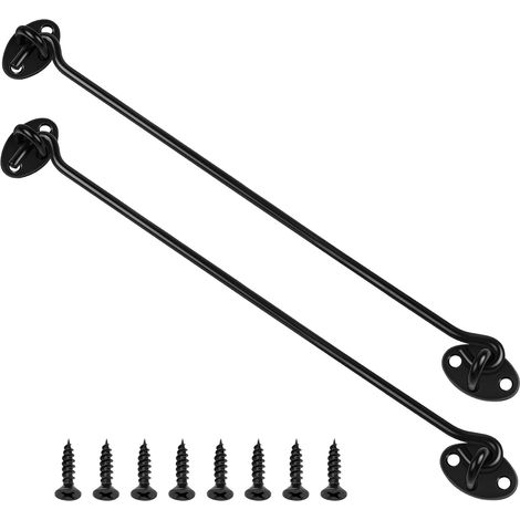 Set Aus 2 Ösenhaken Und -riegeln, 300 Mm, Schwarz, Aus Edelstahl, Für Schiebetüren Im Gartenhaus