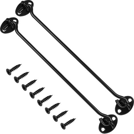 2er-set Schwarze Edelstahl-ösenhaken Und -riegel, 250 Mm, Für Schiebetüren Im Gartenhaus
