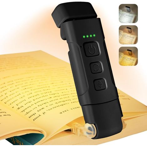 Leseleuchte, Bett-leselampe, 3 Farben & 5 Einstellbare Helligkeitsstufen, Usb-aufladbar, Für Buchleser, Kinder (schwarz)