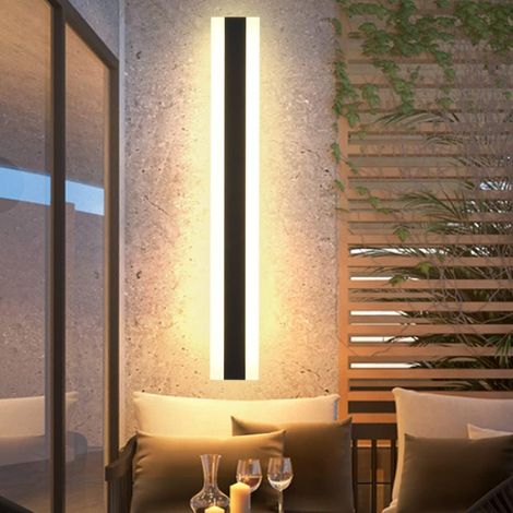 Led-wandleuchte Villa, Außenwandleuchte Für Vordach, Ip65 Wasserdichte Wandleuchten In Schwarz, 60cm Langer Lichtstreifen, Warmweißes Licht