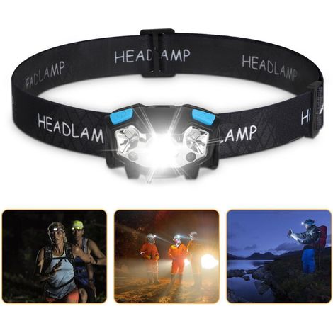 Led-stirnlampe 5000 Lumen Mit Bewegungssensor, Wiederaufladbar, Wasserdicht, Usb, 5 Lichtmodi, Verstellbares Kopfband Und Handyhalterung.