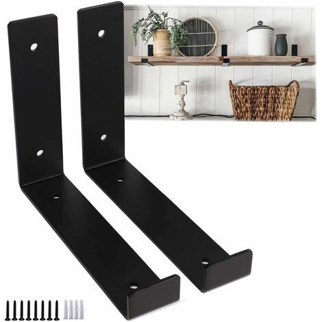 Konsole Für Regal, 2 Stück, Schwarze Regalhalterungen, 20 Cm – Robuste Wandmontierte Garage-eckwinkel, Industrielle Schwebende Halterung, Diy-möbel, Metallene Wanddekoration, Befestigungswinkel Mit Li