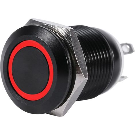 12mm Led-licht Drucktaster Momentanschalter Wippschalter Schwarzes Gehäuse 2a