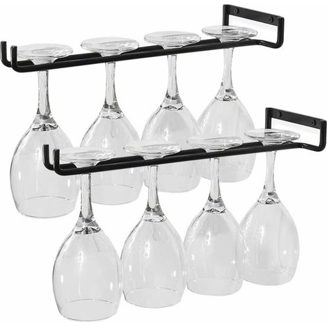 Weinglashalter, 2 Stück Weinglasständer Mit Hängestütz, Langlebiger Metall-glasständer Für Küche, Bar, Restaurant - Schwarz