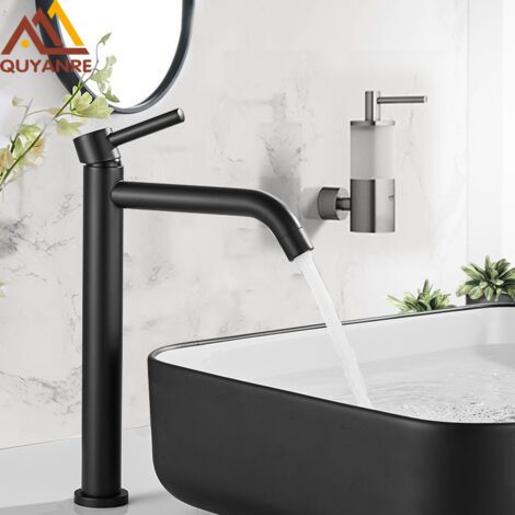 Schwarze Chrom-waschtischarmatur, Hohe Und Schlanke Waschtischarmatur, Badezimmerarmatur, Mischbatterie Für Warmes Und Kaltes Wasser, Badezimmer-wasserhahn Für Waschbecken