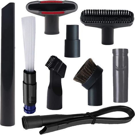 Set Aus 9 Bürsten Für Werkstattstaubsauger Mit Adapter Für Staubsaugerschläuche Von 1 1/4'' Auf 1 3/8'' Und Adapter Für Dyson V6, Bürstenset Für Haushaltsreinigungsaccessoires