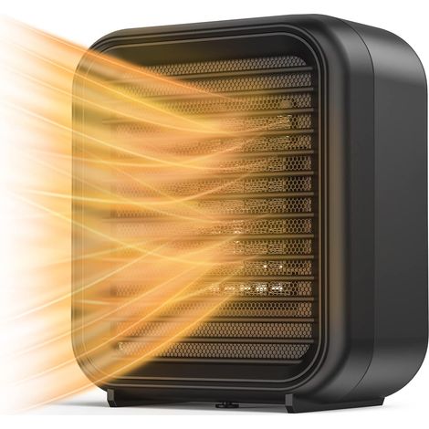 Mini Keramik-heizgerät 800w Elektrischer Heizkörper, 2 Leistungsstufen, Elektrisches Mini-gebläseheizgerät Mit Warmluft, Überhitzungs- Und Kippschutz (schwarz)