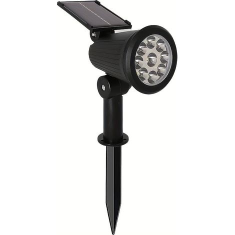 Solarbetriebener Landschafts-strahler Mit 9 Leds – Halbversenkte Montage, Lampenschirm Aus Kunststoff, Außenbeleuchtung Für Garten, Terrasse Und Rasen