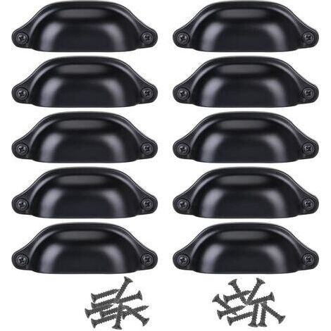 Set Aus 12 Türgriffen/knöpfen, 82 Mm, Dekoration Für Möbel Und Schubladen - Schwarz