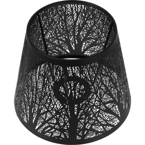 Metall-lampenschirm Im Wald-stil, E27 Metall-lampenschirm, Moderner Trommel-lampenschirm, Fass-lampenschirm, Dekorativer Schwarzer Nachttisch-lampenschirm Für Das Schlafzimmer