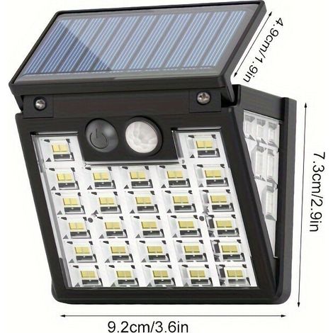 Solar-wandleuchte Mit 72 Leds Und Bewegungsmelder – Außenbeleuchtung Mit 3 Modi, Dreiseitige Lichtstreuung Für Garten, Terrasse Und Patio