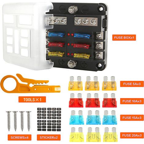 Sicherungsbox – Kfz-sicherungsbox Für Autos Und Lkw, Automatische Fahrzeug-sicherungsbox 12v 32v – 6-fach Schwarz