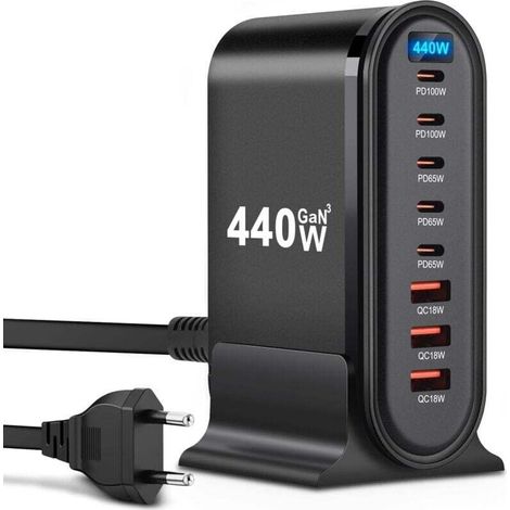 Usb-c-ladegerät - 440 W - 8 Anschlüsse - Schnellladegerät - Usb-ladegerät Für Iphone, Ipad Pro, Macbook, Samsung-handys