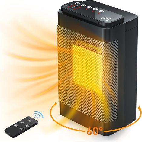 Raumheizung, Elektrischer Oszillationsheizlüfter Mit 60°-schwenkfunktion Und Digitalem Thermostat, Ptc-keramikheizung Mit 3 Modi, 12-stunden-timer, Überhitzungs- Und Kippschutz