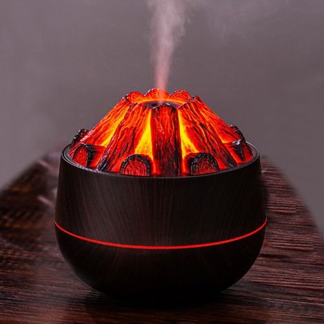 Mini-luftbefeuchter Aus Holz Mit Einstellbarem Led-licht Und Regelbarem Nebelmodus (schwarz)